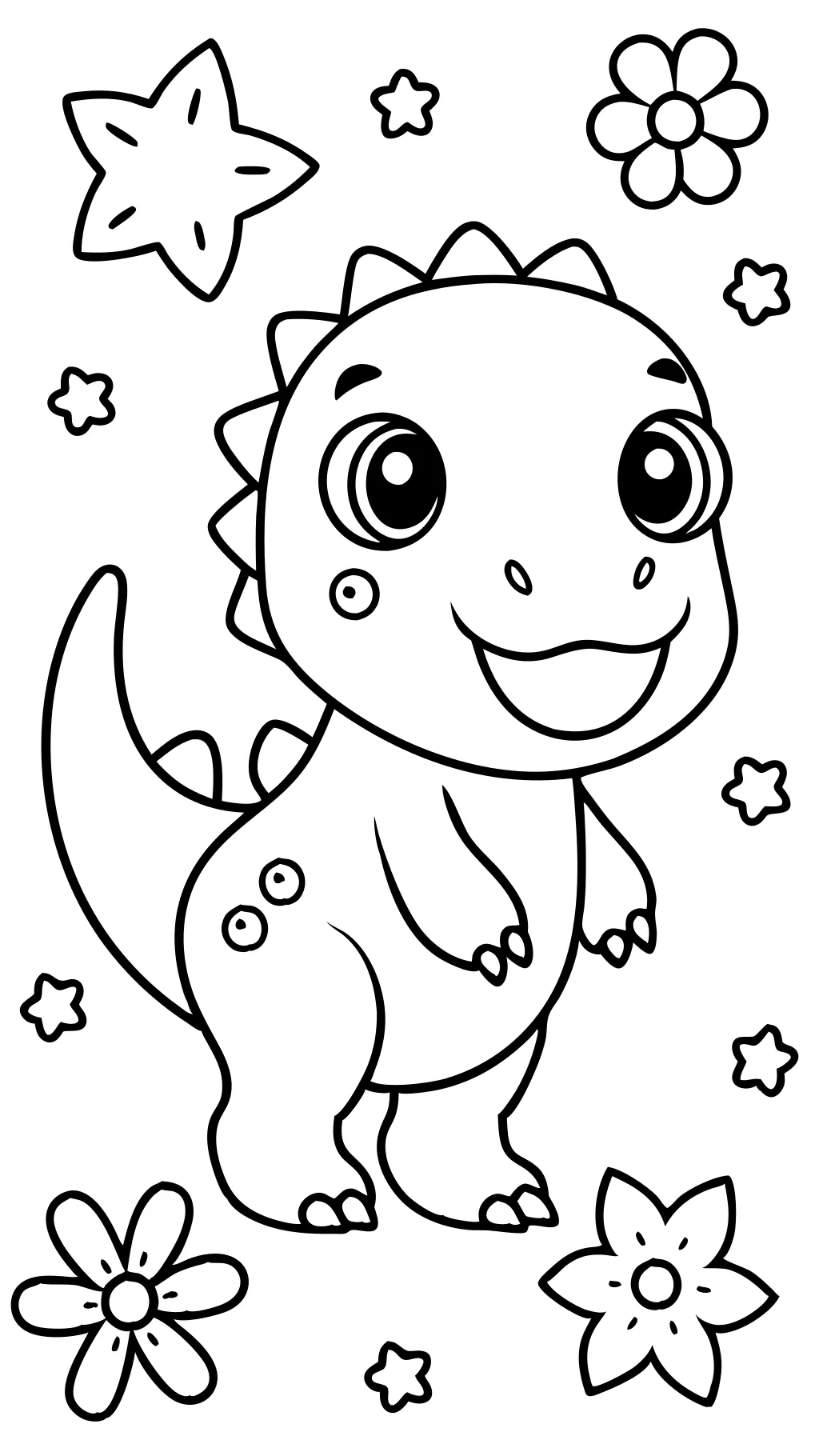 Páginas para colorear de dinosaurio de Kawaii